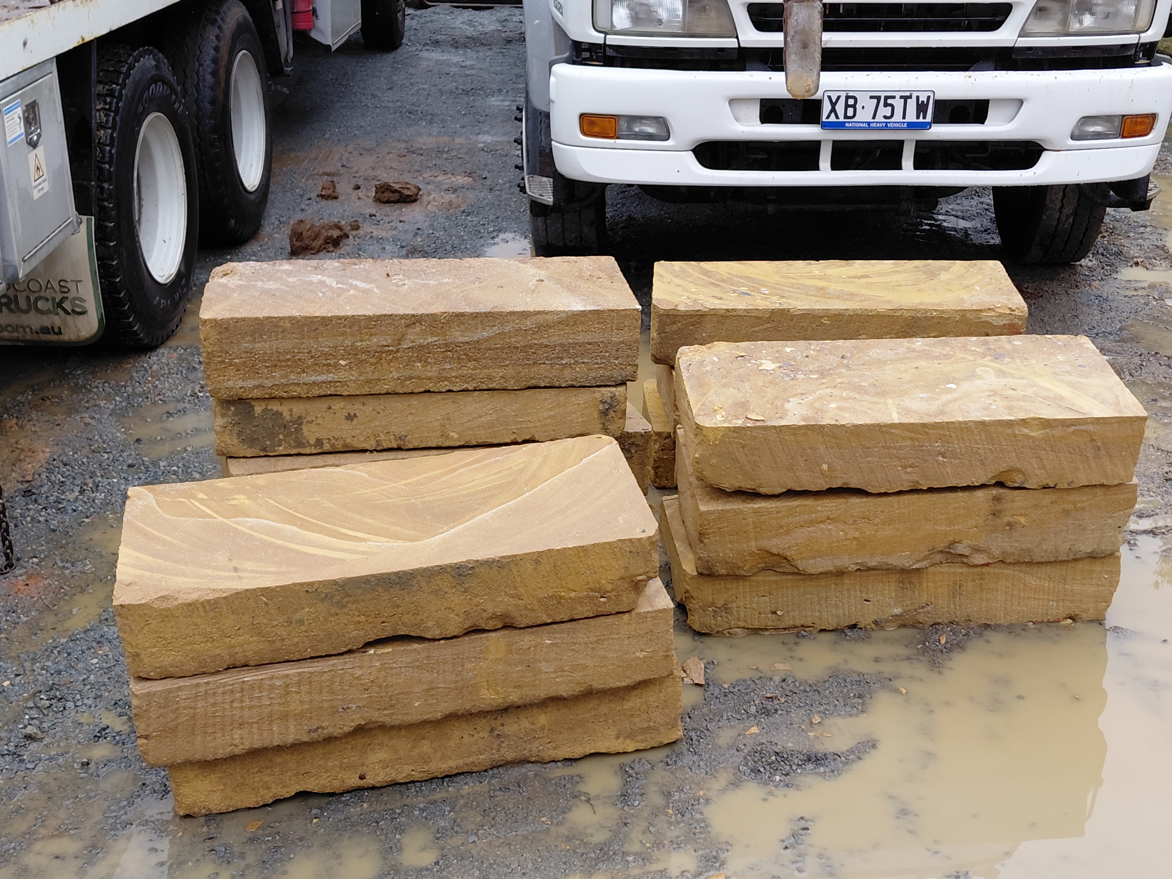 Premium solid sandstone steps available from JMT Earthworks